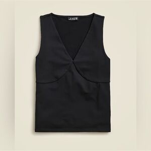 NWT J. Crew Stretch Cotton-blend V-neck Top Black